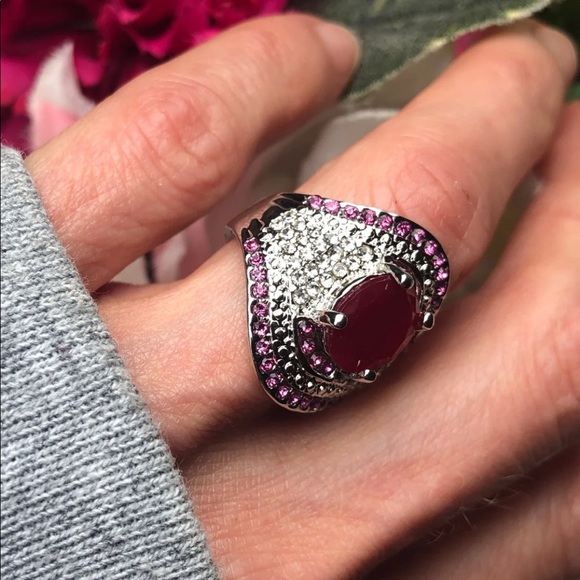 New! 925 stamped sterling silver/crystals ring 6 - Picture 4 of 8